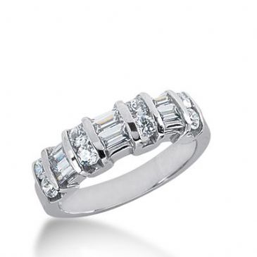 950 Platinum Diamond Anniversary Wedding Ring 8 Round Brilliant, 6 Straight Baguette Diamonds 1.00ctw 293WR1339PLT