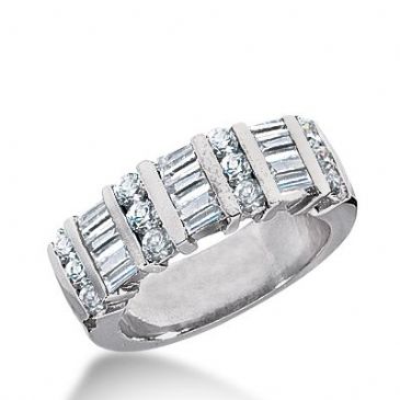 950 Platinum Diamond Anniversary Wedding Ring 12 Round Brilliant, 9 Straight Baguette Diamonds 1.26ctw 295WR1341PLT