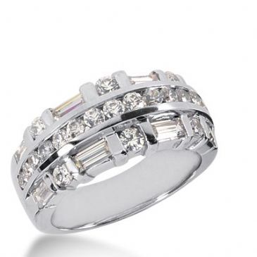 18k Gold Diamond Anniversary Wedding Ring 21 Round Brilliant, 8 Straight Baguette Diamonds 1.95ctw 298WR134418K