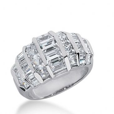 18k Gold Diamond Anniversary Wedding Ring 18 Princess Cut, 20 Straight Baguette Diamonds 2.84ctw 299WR134518K