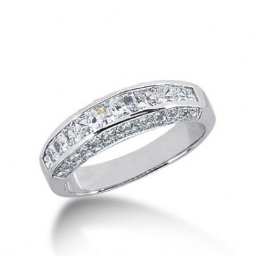 18k Gold Diamond Anniversary Wedding Ring 12 Princess Cut, 42 Round Brilliant Diamonds 1.98ctw 300WR134618K