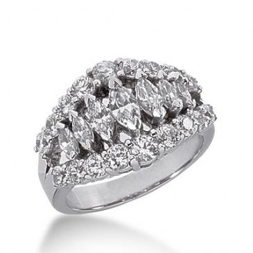 18k Gold Diamond Anniversary Wedding Ring 7 Marquise Shaped, 18 Round Brilliant Diamonds Total 2.35ctw 308WR135618K