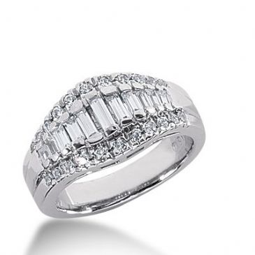 18k Gold Diamond Anniversary Wedding Ring 22 Round Brilliant, 13 Straight Baguette Diamonds 1.03ctw 309WR135718K