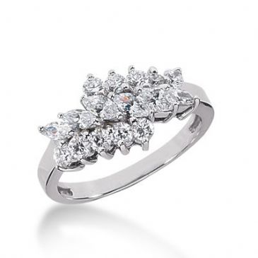 950 Platinum Diamond Anniversary Wedding Ring 10 Round Brilliant, 6 Marquise Shaped Diamonds 1.19ctw 312WR1367PLT