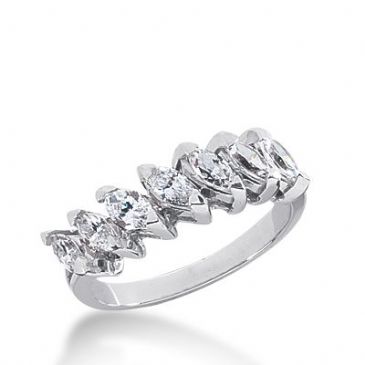 18k Gold Diamond Anniverary Wedding Ring 7 Marquise Shaped Diamonds 1.05ctw 313WR136818K