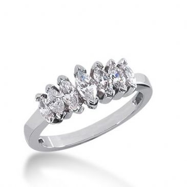 950 Platinum Diamond Anniversary Wedding Ring 7 Marquise Shaped Diamonds 1.20ctw 314WR1369PLT