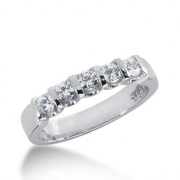 18k Gold Diamond Anniversary Wedding Ring 5 Round Brilliant Diamonds 0.75ctw 317WR137918K