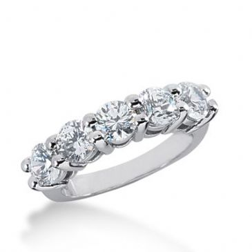 950 Platinum Diamond Anniversary Wedding Ring 5 Round Brilliant Diamonds 2.25ctw 319WR1381PLT