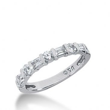 950 Platinum Diamond Anniversary Wedding Ring 5 Round Brilliant, 4 Straight Baguette Diamonds 0.72ctw 321WR1414PLT