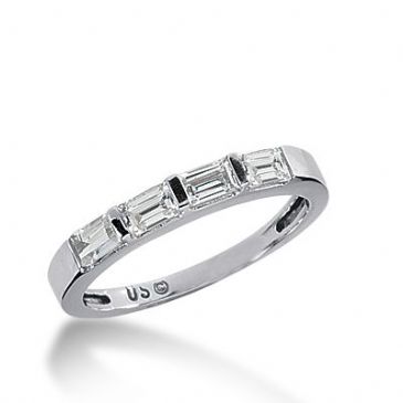 950 Platinum Diamond Anniversary Wedding Ring 4 Straight Baguette Diamonds 0.68ctw 325WR1419PLT