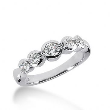 950 Platinum Diamond Anniversary Wedding Ring 5 Round Brilliant Diamonds 0.64ctw 327WR1434PLT