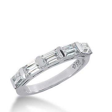 18k Gold Diamond Anniversary Wedding Ring 5 Straight Baguette Diamonds 1.30ctw 328WR144318K