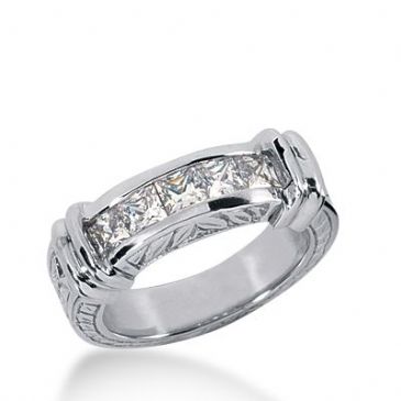 950 Platinum Diamond Anniversary Wedding Ring 5 Princess Cut Diamonds 0.85ctw 336WR1477PLT