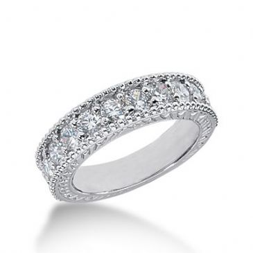 18k Gold Diamond Anniversary Wedding Ring 11 Round Brilliant Diamonds 1.10ctw 595WR234818K