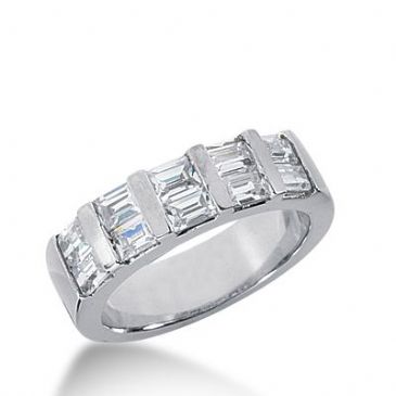 18k Gold Diamond Anniversary Wedding Ring 10 Straight Baguette Diamonds 1.20ctw 341WR148518K