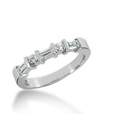 18k Gold Diamond Anniversary Wedding Ring 3 Round Brilliant, 4 Straight Baguette Diamonds 0.53ctw 343WR149418K
