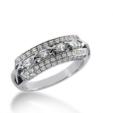 18k Gold Diamond Anniversary Wedding Ring 4 Marquise Shaped, 72 Round Brilliant Diamonds 0.96ctw 349WR150118K