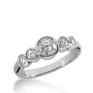 950 Platinum Diamond Anniversary Wedding Ring 5 Round Brilliant Diamonds 1.20ctw 350WR1502PLT