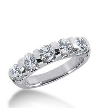 950 Platinum Diamond Anniversary Wedding Ring 5 Round Brilliant Diamonds 1.25ctw 351WR1503PLT