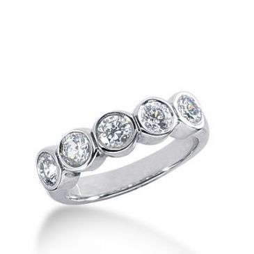18k Gold Diamond Anniversary Wedding Ring 5 Round Brilliant Diamonds 1.00ctw 352WR150418K