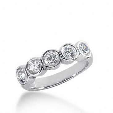 950 Platinum Diamond Anniversary Wedding Ring 5 Round Brilliant Diamonds 1.00ctw 352WR1504PLT