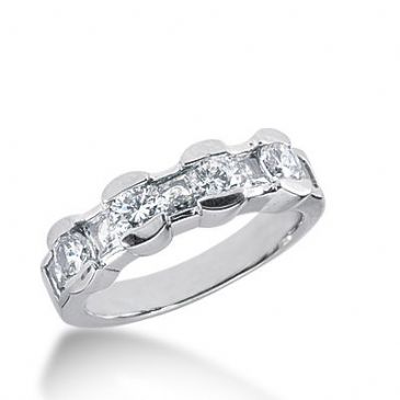 18k Gold Diamond Anniversary Wedding Ring 5 Princess Cut, 4 Round Brilliant Diamonds 1.65ctw 353WR150518K