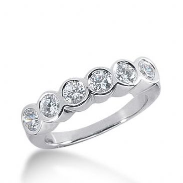 950 Platinum Diamond Anniversary Wedding Ring 6 Round Brilliant Diamonds 0.90ctw 362WR1520PLT