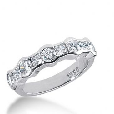 18k Gold Diamond Anniversary Wedding Ring 4 Princess Cut, 5 Round Brilliant Diamonds 1.15ctw 365WR152618K