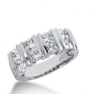 950 Platinum Diamond Anniversary Wedding Ring 8 Princess Cut Diamonds 2.16ctw 369WR1530PLT
