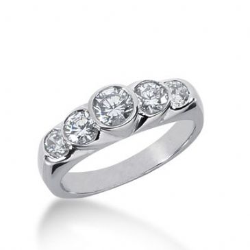 950 Platinum Diamond Anniversary Wedding Ring 5 Round Brilliant Diamonds 1.05ctw 373WR1552PLT