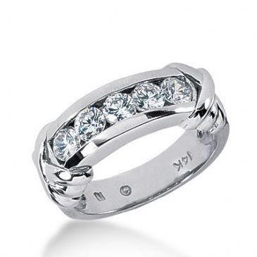 950 Platinum Diamond Anniversary Wedding Ring 5 Round Brilliant Diamonds 0.75ctw 374WR1558PLT