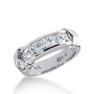 950 Platinum Diamond Anniversary Wedding Ring 5 Princess Cut Diamonds 1.35ctw 376WR1560PLT