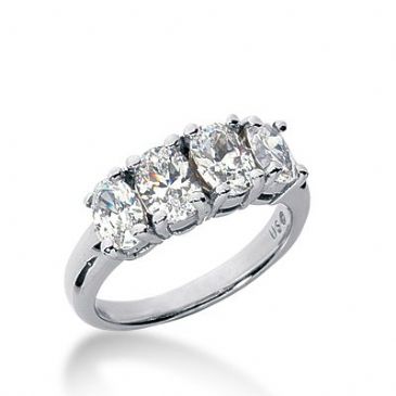 950 Platinum Diamond Anniversary Wedding Ring 4 Oval Cut Diamonds 2.30ctw 382WR1572PLT