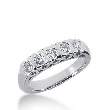 950 Platinum Diamond Anniversary Wedding Ring 5 Round Brilliant Diamonds 0.50ctw 391WR1643PLT