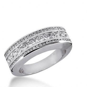 950 Platinum Diamond Anniversary Wedding Ring 11 Princess Cut, 38 Round Brilliant Diamonds 1.48ctw 392WR1645PLT