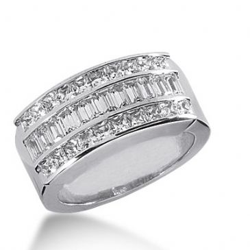 18k Gold Diamond Anniversary Wedding Ring 20 Princess Cut, 22 Straight Baguette Diamonds 2.52ctw 393WR164618K