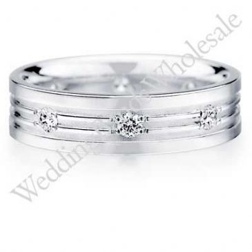 950 Platinum 6mm Diamond Wedding Bands Rings 0904