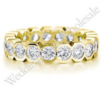 18K Gold 4mm Diamond Wedding Bands Rings 0906