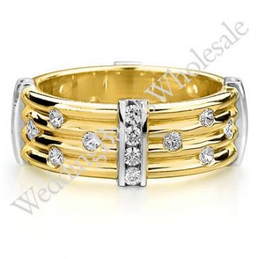 14K Gold 7.5mm Diamond Wedding Bands Rings 0914