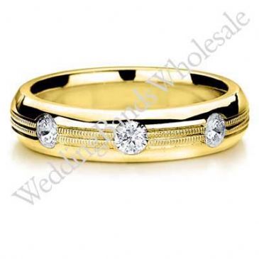 14K Gold 5.5mm Diamond Wedding Bands Rings 0915