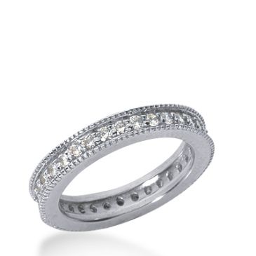 950 Platinum Milgrain Diamond Eternity Wedding Bands, Prong Setting 1.00 ct. DEB377PLT