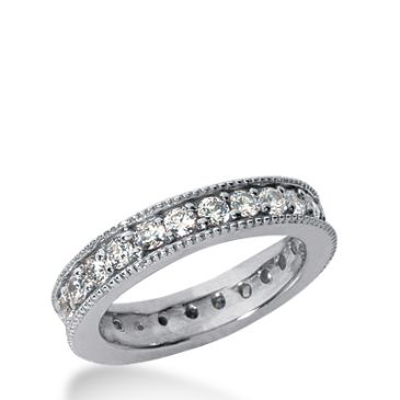 14k Gold Milgrain Diamond Eternity Wedding Bands, Prong Setting 1.50 ct. DEB37914K