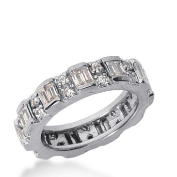 18k Gold Diamond Eternity Wedding Bands, Prong and Bar Setting 1.75 ctw. DEB18718K