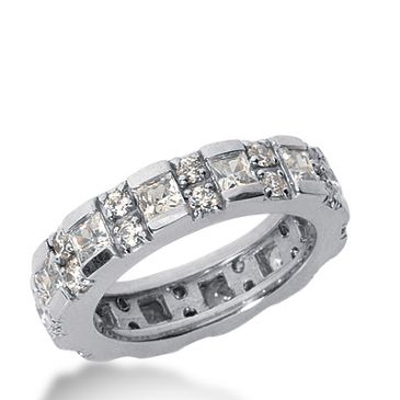 18k Gold Diamond Eternity Wedding Bands, Prong and Bar Setting 3.00 ctw. DEB18818K