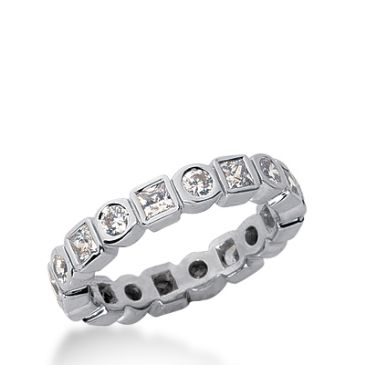 18k Gold Diamond Eternity Wedding Bands, Bezel Setting 1.50 ctw. DEB22418K