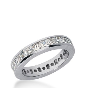 14k Gold Diamond Eternity Wedding Bands, Princess and Straight Baguette Diamonds Channel Set 2.00 ctw