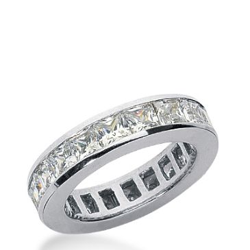 18k Gold Diamond Eternity Wedding Bands, Princess and Straight Baguette Diamonds, Channel Set 2.00 ctw