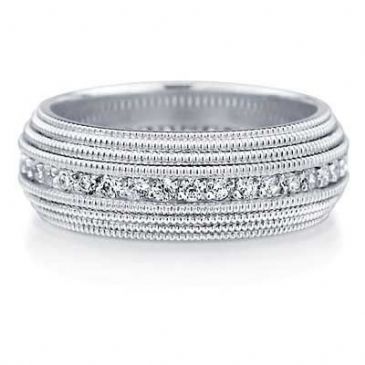 14K Diamond Wedding Band 6.5mm DEB40014K