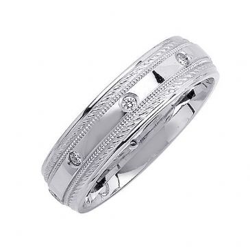 18K Gold 6mm Comfort Fit Contemporary Diamond Band 0.16ctw 1133