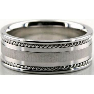 14k White Gold 8mm Handmade Wedding Band Braid Design 031